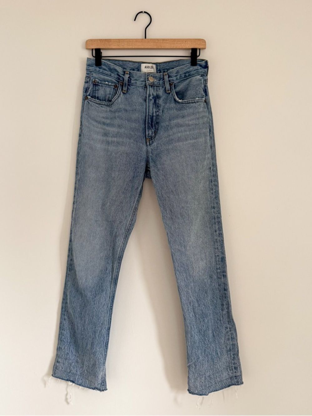 AGOLDE Cherie High Rise Straight Jeans Size 27 Light Wash Raw Hem - Picture 4 of 10